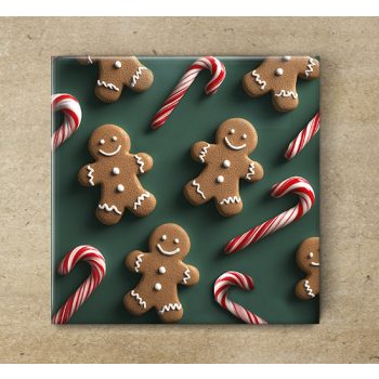 Gingerbread men and candy cane - tile trivet Gingerbread men and candy cane - tile trivet