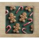 Gingerbread men and candy cane - tile trivet
