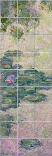 Claude Monet tavirózsák dekorcsempe csempekép vízfelülettel és virágokkal