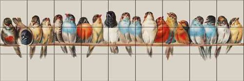 Ceramic tile mural - colorful bird