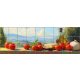 Tuscan countryside with tomatoes, cheese, olive oil and garlic on ceramic tile mural