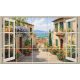 ceramic tile mural view to mediterranean street window scene