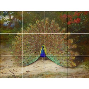 Tile mural - farm - peacock III.  Tile mural - farm - peacock III.