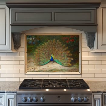 Tile mural - farm - peacock III.