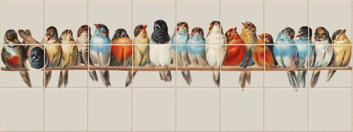 Színes madarak  - mozaik csempe (180x60cm)