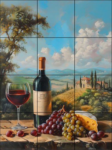 Ceramic tile mural - drink - Wine tasting table 