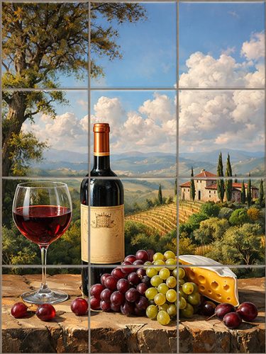 Ceramic tile mural - drink - Wine tasting table 