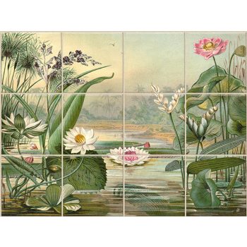 water lilies and exotic plants in tropical scenery – ceramic tile mural water lilies and exotic plants in tropical scenery – ceramic tile mural