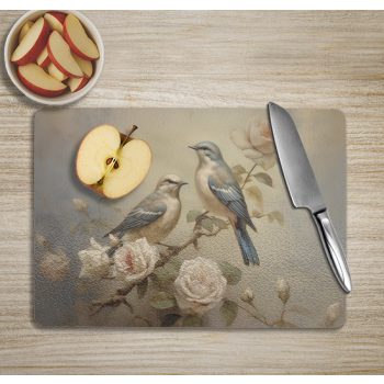 Cutting board - birds on the rose tree