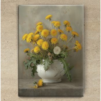 Dandelions in vase - ceramic tile trivet