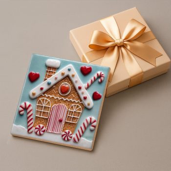Ceramic tile trivet gingerbread house