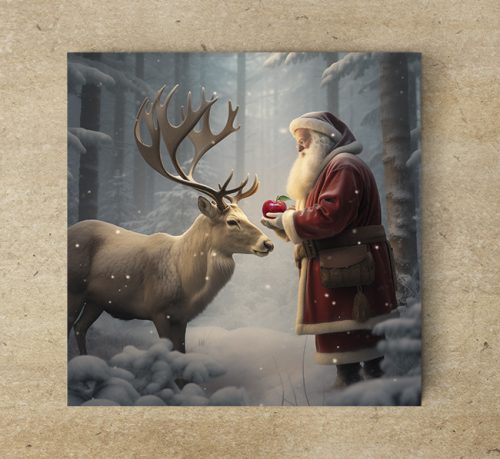 Santa and reindeer - tile trivet