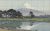 Japanese landscape with Mount Fuji, lake, boats and trees – ceramic tile mural