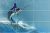 Ceramic tile mural with leaping swordfish and ocean waves