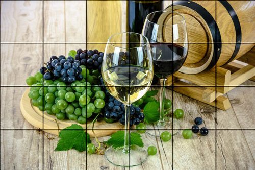 Ceramic tile mural - drink - Wine and grapes 