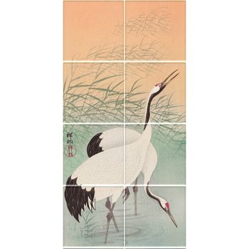 Ceramic tile mural - birds -heronsJapanese  Ceramic tile mural - birds -heronsJapanese
