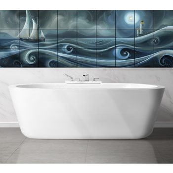 Ceramic tile mural - ship Van Gogh style
