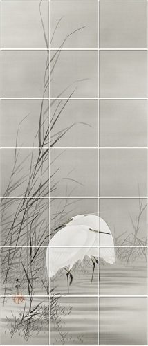 Ceramic tile mural - birds -white egret coupleJapanese 