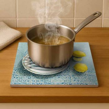 Sardines with lemon - ceramic tile trivet