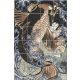 Tile mural with Japanese warrior fighting a giant koi fish in stylized waves