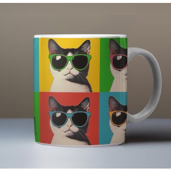 Pop art Cica mintás bögre 