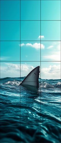 Tile mural - water world - Great White shark