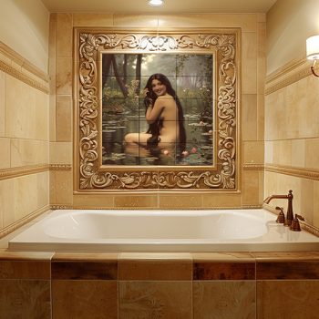 Ceramic tile mural - forest bathing scene