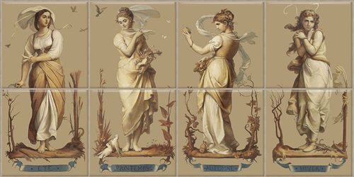 Seasons - Art Nouveau tile mural