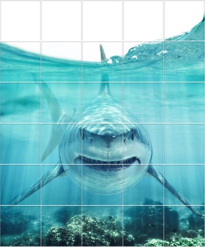 Tile mural - water world - Great White shark