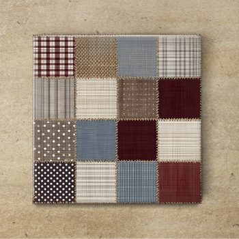 Rustic patchwork pattern - ceramic tile trivet