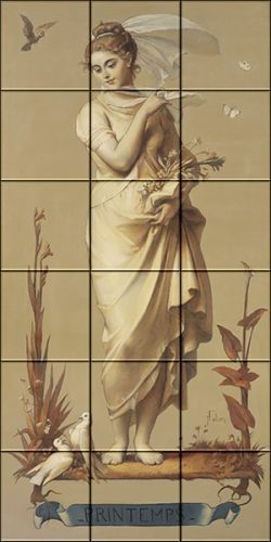 Seasons - Spring - Art Nouveau tile mural 