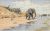 Herd of elephants by river – African ceramic tile mural decor tile