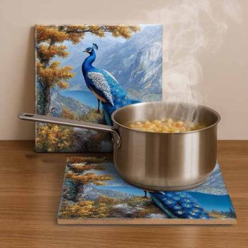 Tile trivet - farm - peacock III. 