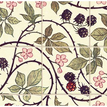 Blackberry and flower decorative ceramic tile mural