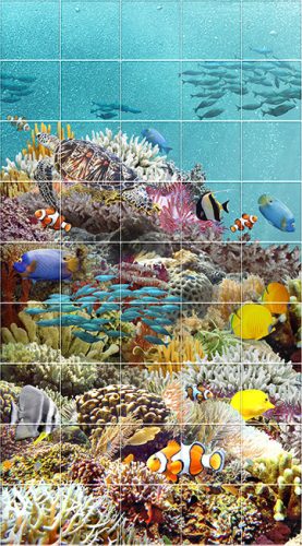 Zuhanyzó csempe korallzátony mintás