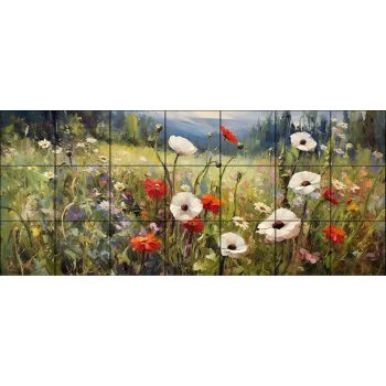 Wildflower meadow with poppies and daisies – ceramic tile mural Wildflower meadow with poppies and daisies – ceramic tile mural