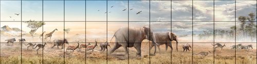 Afrikai állatok - mozaik csempe (182x45 cm)