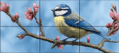 Tile mural - birds -tit 