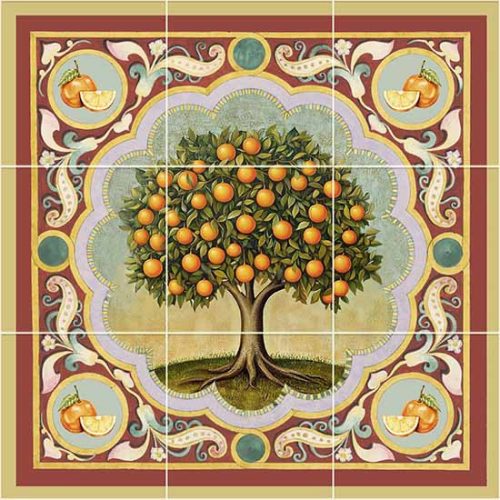 Ceramic tile mural - orange-tree