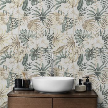 Ceramic tile mural - palm leaves