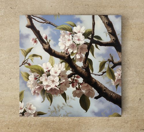 Cherry tree branc - ceramic tile trivet