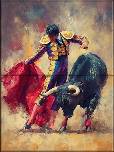 Torreádor bikával mozaik csempe