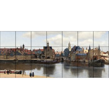 Vermeer: Delft látképe -  mozaik csempe 