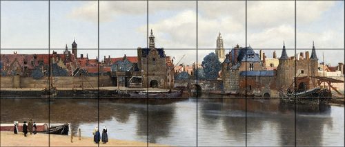 Vermeer: Delft látképe -  mozaik csempe 
