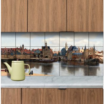 Vermeer: Delft látképe -  mozaik csempe 