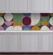 Geometric retro - tile mural