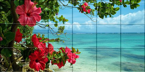 Karibi látkép - mozaik csempe 