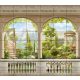 Mediterranean Tile Mural with Classic Terrace, Pavilion and Lake View