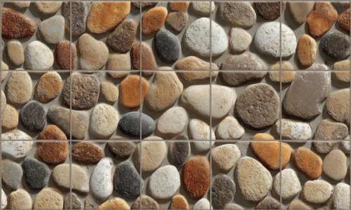 Ceramic tile with rocky pattern