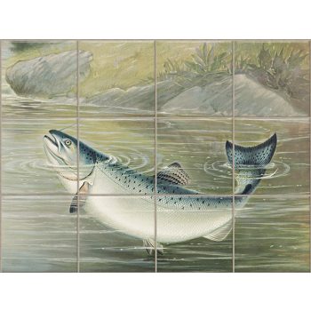 Tile mural - fishes -fishing II.  Tile mural - fishes -fishing II.